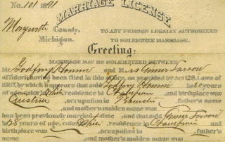 Gottfried Hann's 1891 Marriage License