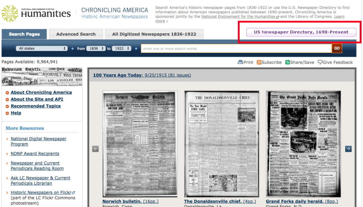 Searching Chronicling America Historic American Newspapers